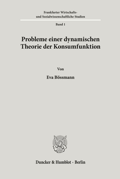 Produktbild: Probleme einer dynamischen Theorie der Konsumfunktion.