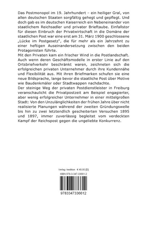 Produktbild: Reichsadler und Brieftaube: Private Postdienstleister in Freiburg 1886 - 1900
