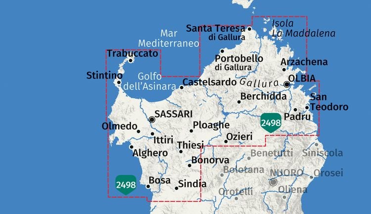 Produktbild: KOMPASS Wanderkarten-Set 2497 Sardinien Nord / Sardegna Nord (4 Karten) 1:50.000