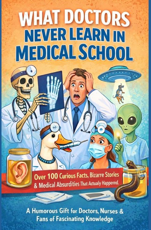 Produktbild: WHAT DOCTORS NEVER LEARN IN MEDICAL SCHOOL: Over 100 Curious Facts, Bizarre Stories & Medical Absurdities That Actually Happened