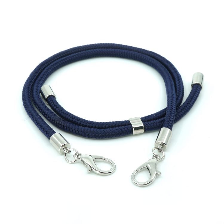 Produktbild: Maskenhalter Kordel Dunkelblau/Silber