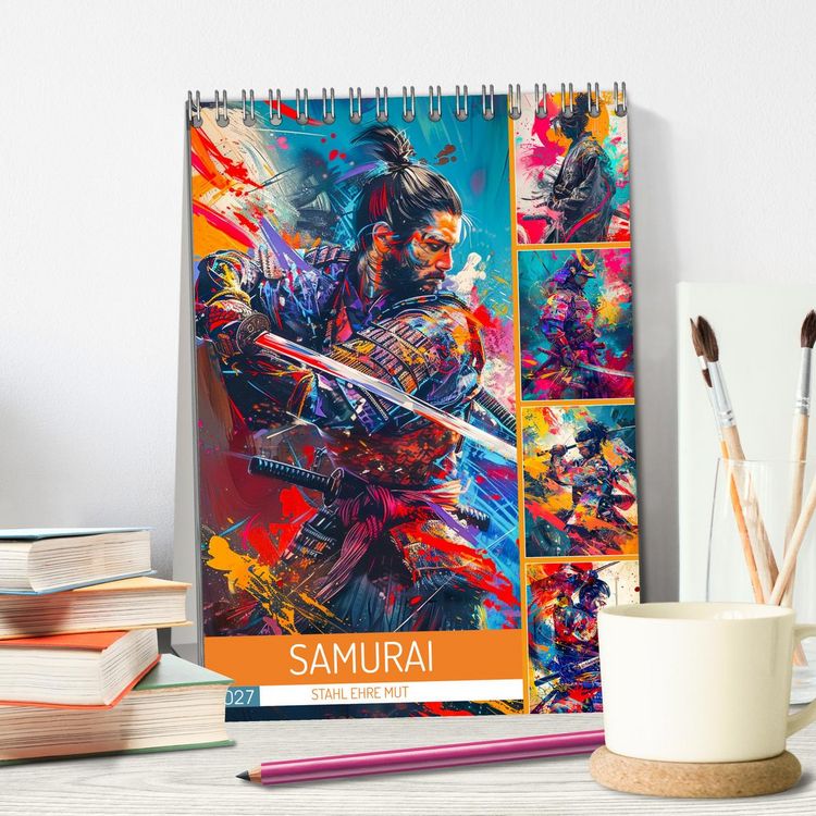Produktbild: Samurai - Stahl Ehre Mut (Tischkalender 2027 DIN A5 hoch), CALVENDO Monatskalender