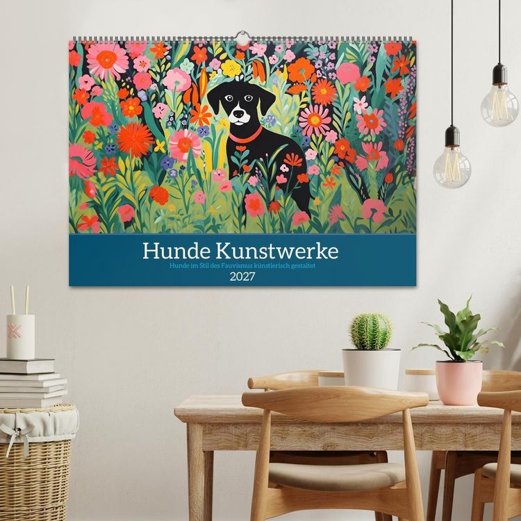 Produktbild: Hunde Kunstwerke - Hunde im Stil des Fauvismus k&uuml;nstlerisch gestaltet (Wandkalender 2027 DIN A2 quer), CALVENDO Monatskalender