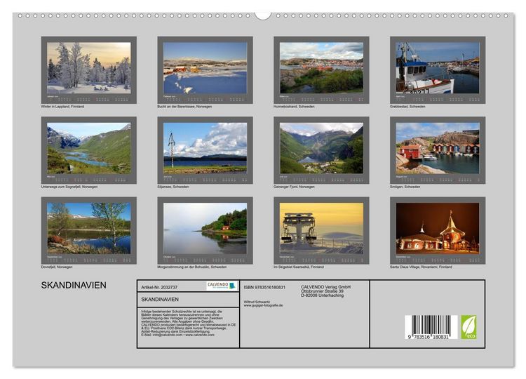 Produktbild: SKANDINAVIEN (hochwertiger Premium Wandkalender 2026 DIN A2 quer), Kunstdruck in Hochglanz