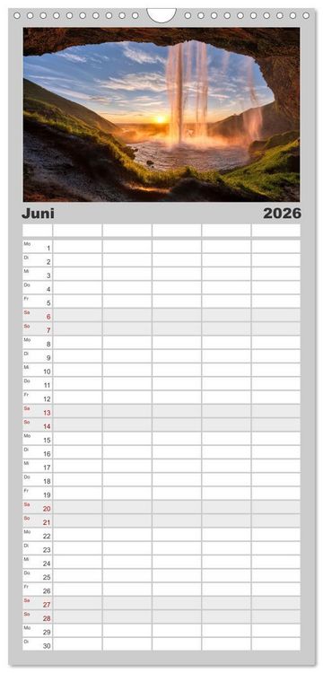 Produktbild: Familienplaner 2026 - Island - Traumland am Rande der Arktis mit 5 Spalten (Wandkalender, 21 x 45 cm) CALVENDO