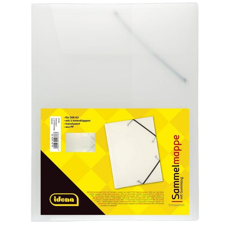 Produktbild: Idena Sammelmappe PP mit Gummizug transluzent wei&szlig; DIN A3