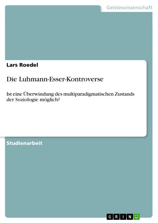 Produktbild: Die Luhmann-Esser-Kontroverse