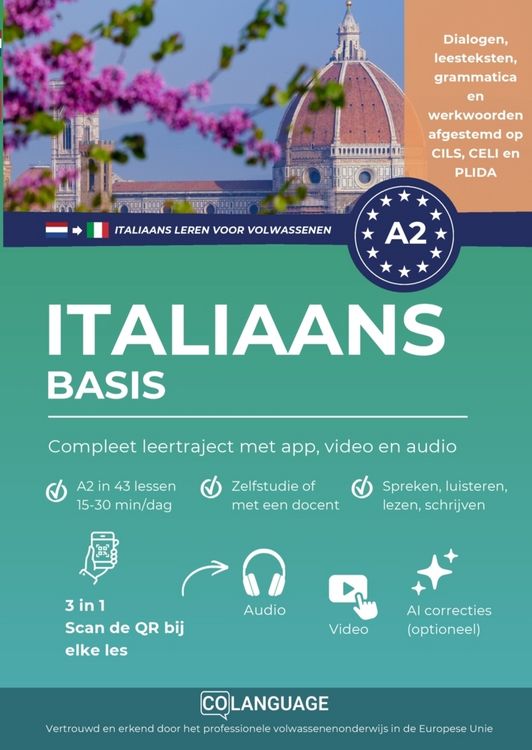 Produktbild: Italiaans A2 leren basis: compleet leertraject met app, video en audio