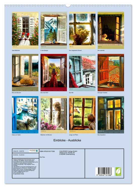 Produktbild: Einblicke - Ausblicke (hochwertiger Premium Wandkalender 2026 DIN A2 hoch), Kunstdruck in Hochglanz