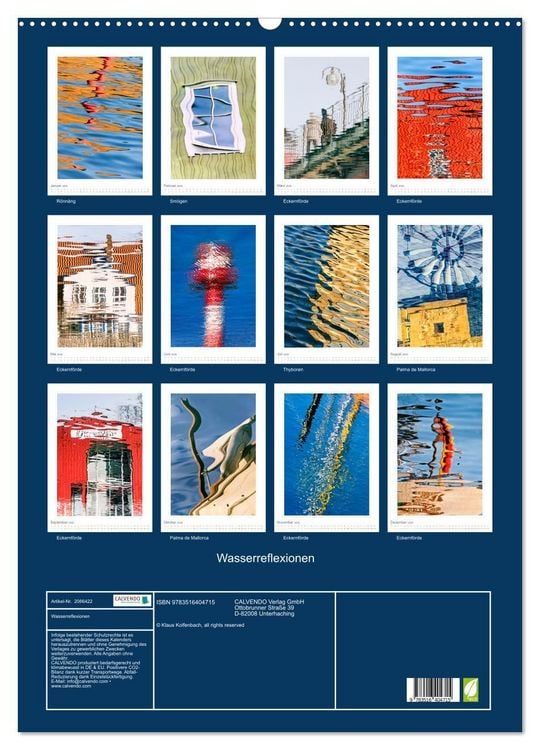 Produktbild: Wasserreflexionen (Wandkalender 2026 DIN A2 hoch), CALVENDO Monatskalender