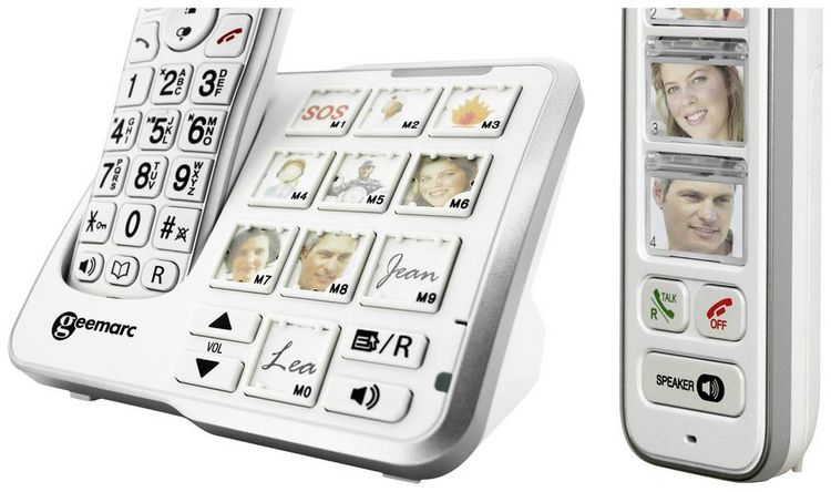 Produktbild: Geemarc Mobility Pack Foto Schnurloses Telefon analog Anrufbeantworter, Foto-Tasten, Freisprechen, f&uuml;r H&ouml;rger&auml;te kompatibel Wei&szlig;