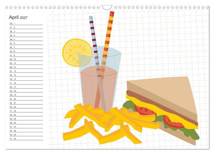 Produktbild: Fast Food Illustration (Wandkalender 2027 DIN A3 quer), CALVENDO Monatskalender