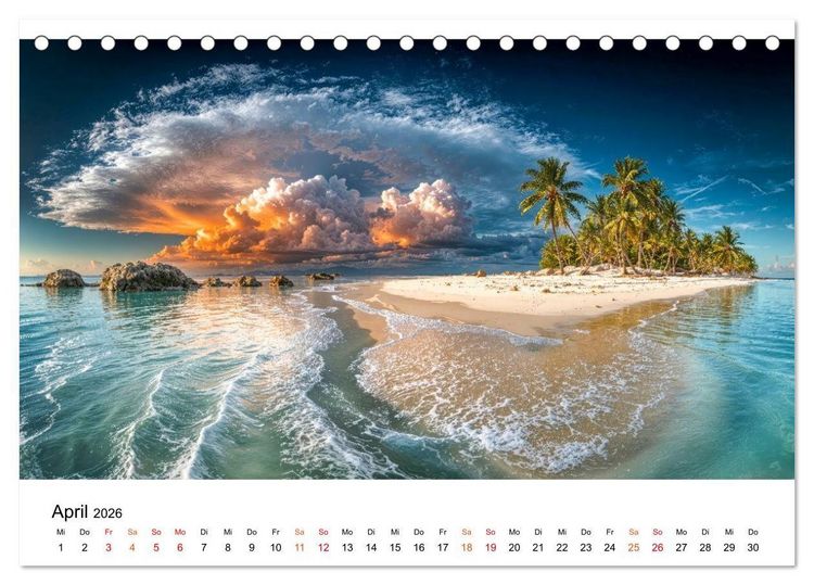 Produktbild: Inseln der Sehnsucht - Versteckte Paradiese (Tischkalender 2026 DIN A5 quer), CALVENDO Monatskalender