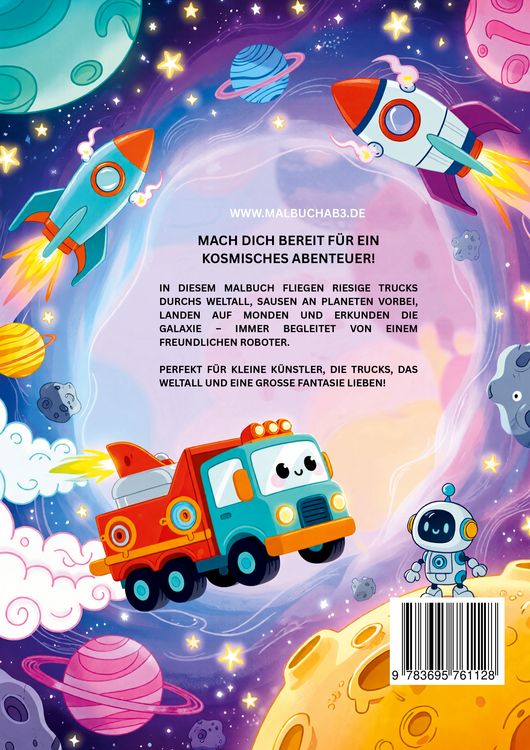 Produktbild: Gro&szlig;e Lastwagen im Weltraum Malbuch f&uuml;r Kinder