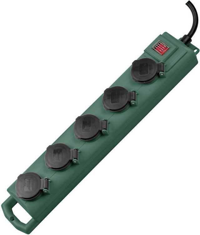 Produktbild: Brennenstuhl 1159910215 Outdoor Steckdosenleiste mit Schalter 5fach Gr&uuml;n Schutzkontakt 1St.