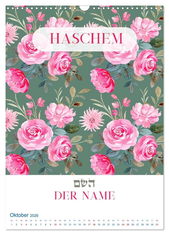 Produktbild: Hebr&auml;ische Namen Gottes aus der Torah (Wandkalender 2026 DIN A3 hoch), CALVENDO Monatskalender