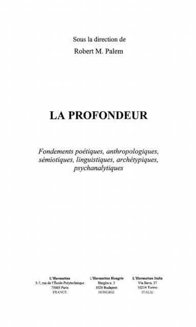 Produktbild: Profondeur: fondement poetiques anthropo
