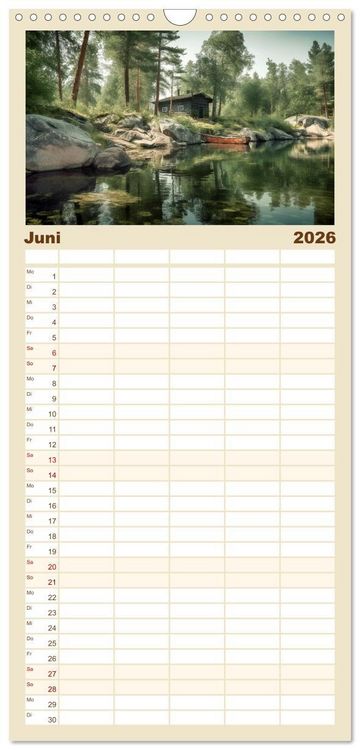Produktbild: Familienplaner 2026 - H&uuml;ttenzauber - Ein visueller Streifzug durch Norwegens Wildnis mit 5 Spalten (Wandkalender, 21 x 45 cm) CALVENDO