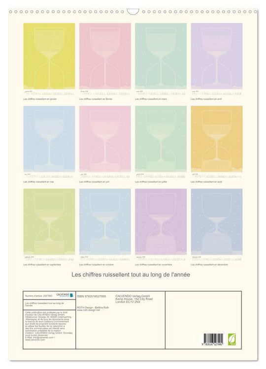 Produktbild: Les chiffres ruissellent tout au long de l'ann&eacute;e (Calendrier mural 2026 DIN A2 horizontal), CALVENDO calendrier mensuel