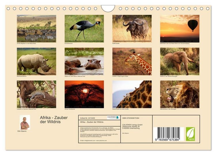 Produktbild: Afrika - Zauber der Wildnis (Wandkalender 2027 DIN A4 quer), CALVENDO Monatskalender