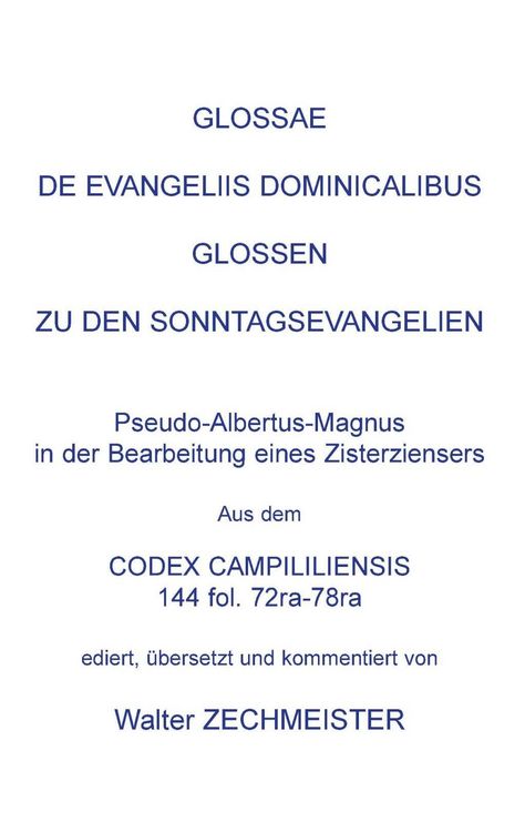 Produktbild: Glossae de Evangeliis Dominicalibus