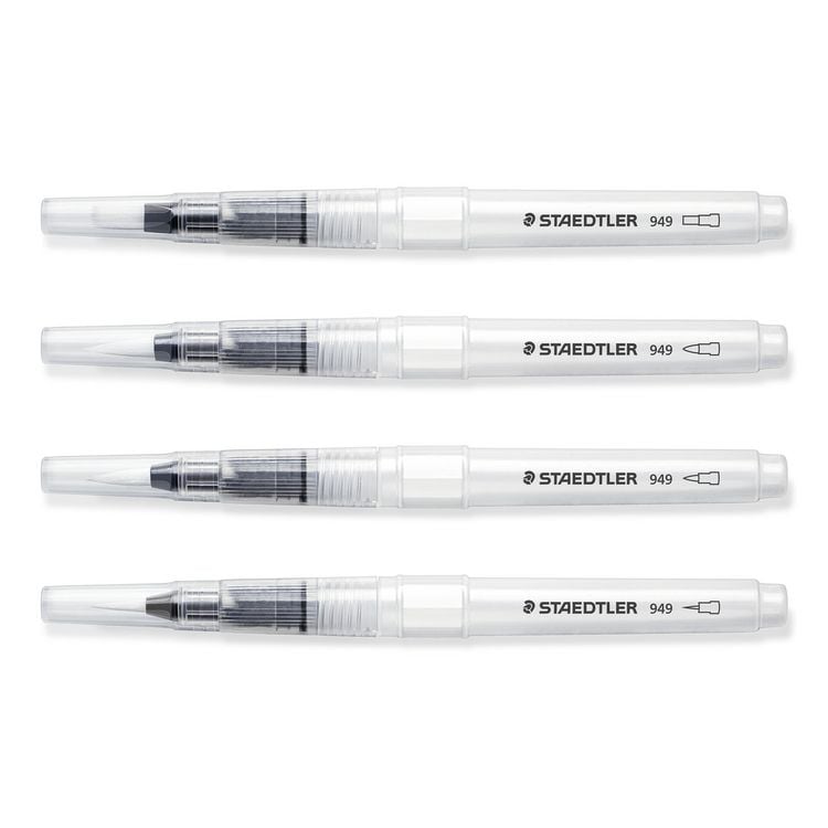 Produktbild: STAEDTLER Wasserpinsel rund fein, rund medium, rund gro&szlig;, Keilspitze, 4er Set