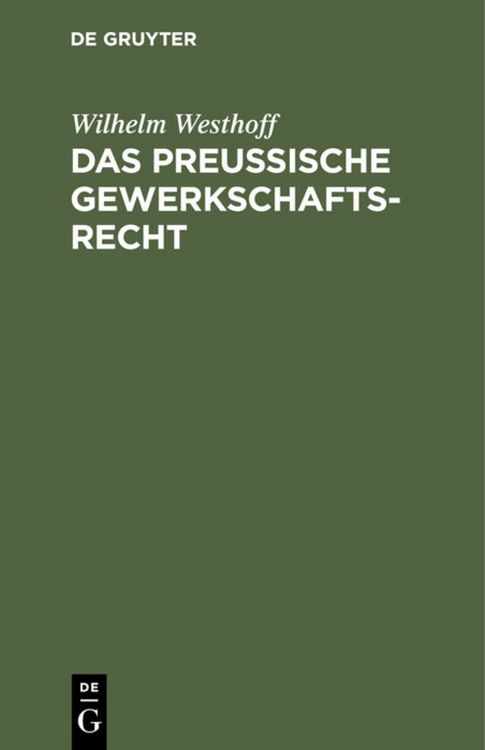 Produktbild: Das Preussische Gewerkschaftsrecht