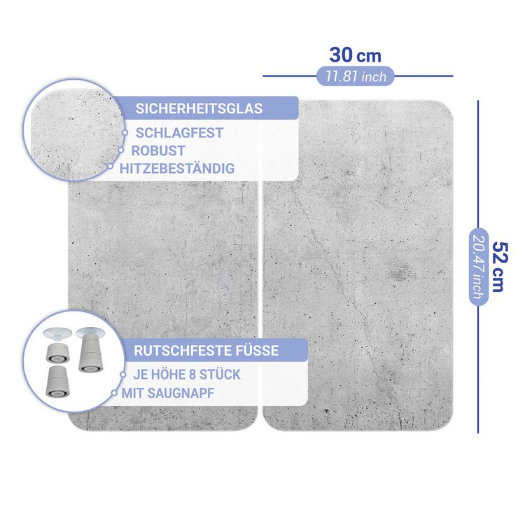 Produktbild: Herdabdeckplatte Universal Mod. Beton, 2er Set, f&uuml;r alle Herdarten geeignet