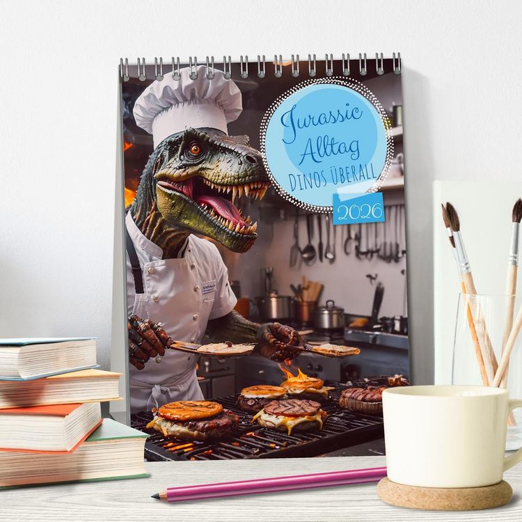 Produktbild: Jurassic Alltag - Dinos &uuml;berall (Tischkalender 2026 DIN A5 hoch), CALVENDO Monatskalender