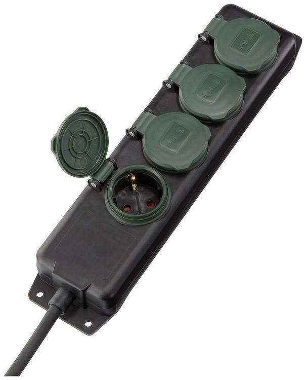 Produktbild: Sygonix SY-5145340 Steckdosenleiste Schwarz, Gr&uuml;n Schutzkontakt 1St.