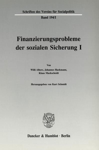 Produktbild: Finanzierungsprobleme der sozialen Sicherung I.