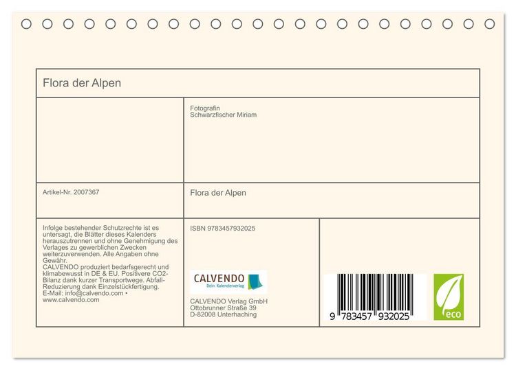 Produktbild: Flora der Alpen (Tischkalender 2026 DIN A5 quer), CALVENDO Monatskalender