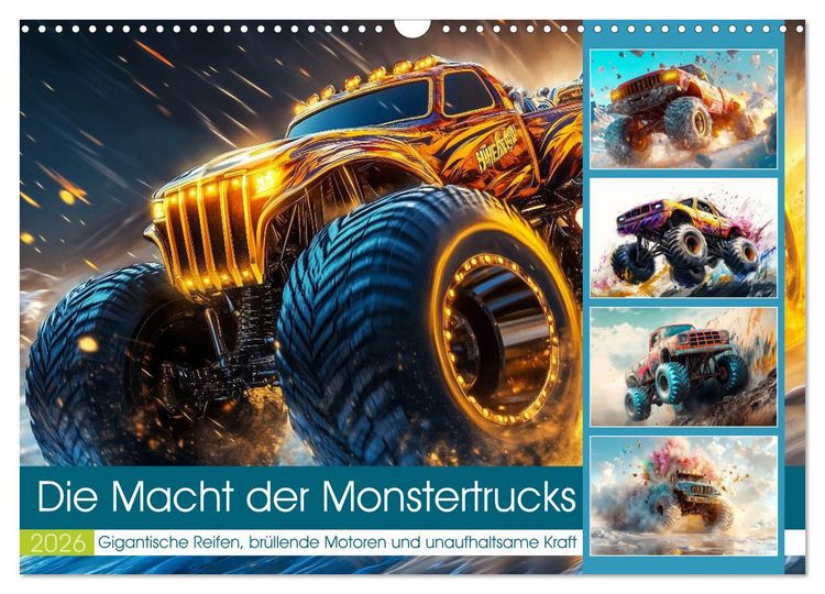 Produktbild: Die Macht der Monstertrucks (Wandkalender 2026 DIN A3 quer), CALVENDO Monatskalender