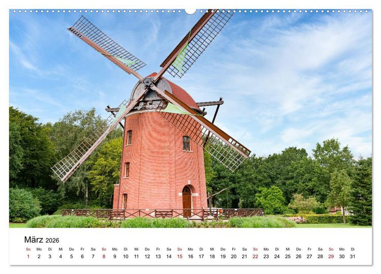 Produktbild: Ostfriesische M&uuml;hlenlandschaft (Wandkalender 2026 DIN A2 quer), CALVENDO Monatskalender