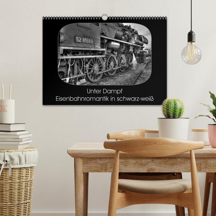 Produktbild: Unter Dampf - Eisenbahnromantik in schwarz-wei&szlig; (Wandkalender 2026 DIN A3 quer), CALVENDO Monatskalender