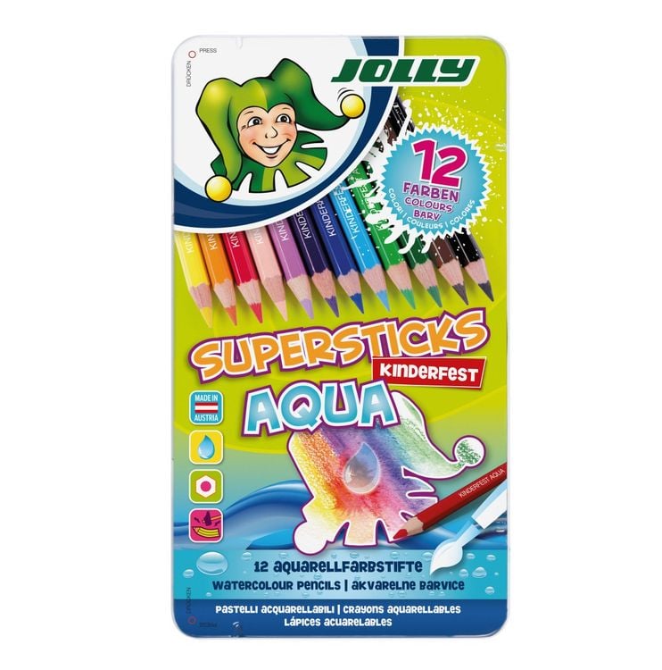 Produktbild: JOLLY Buntstifte Supersticks Kinderfest AQUA, 12er Metalletui
