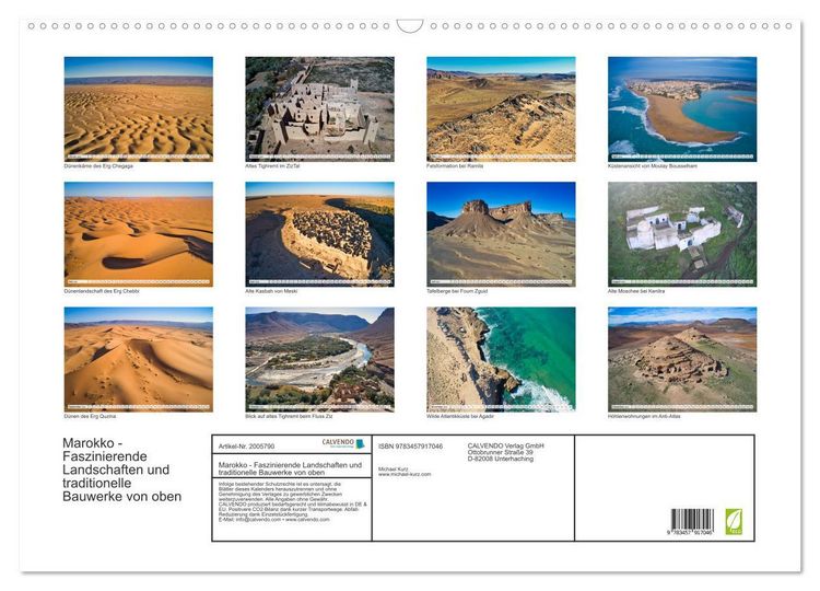 Produktbild: Marokko - Faszinierende Landschaften und traditionelle Bauwerke von oben (Wandkalender 2026 DIN A2 quer), CALVENDO Monatskalender