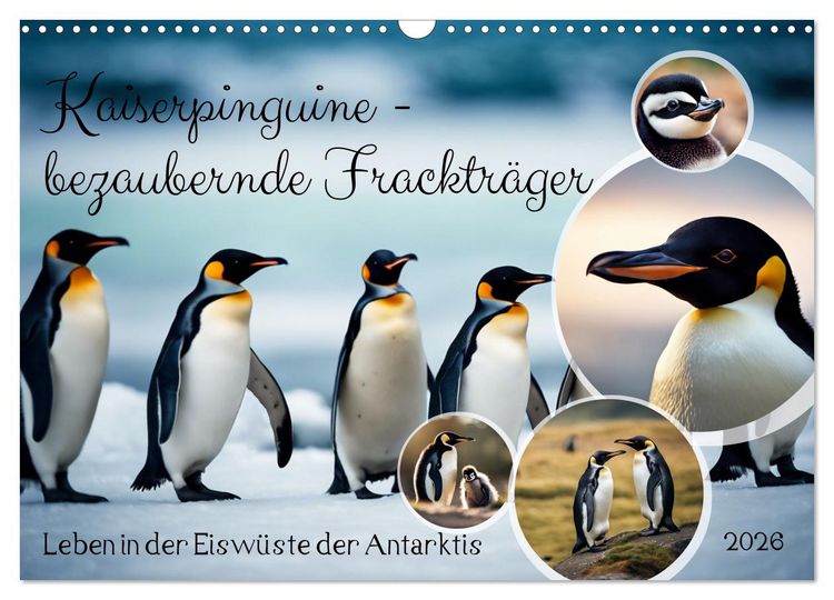 Produktbild: Kaiserpinguine - bezaubernde Fracktr&auml;ger (Wandkalender 2026 DIN A3 quer), CALVENDO Monatskalender