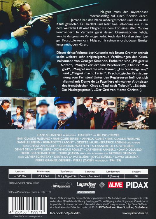 Produktbild: Maigret, Vol. 3 / Weitere 6 Folgen der Kult-Serie mit Bruno Cremer nach dem Romanen von Georges Simenon (Pidax Serien-Klassiker) [3 DVDs]