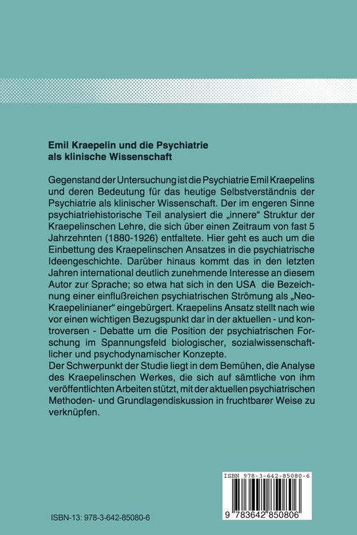 Produktbild: Emil Kraepelin und die Psychiatrie als klinische Wissenschaft