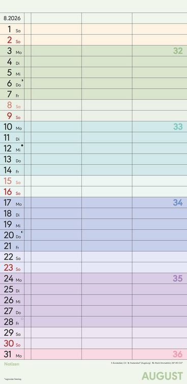 Produktbild: Superplaner Farbenfroh 2026 - Familien-Timer 22x45 cm - mit Ferienterminen - 3 Spalten - Wand-Planer - mit vielen Zusatzinformationen - Alpha Edition