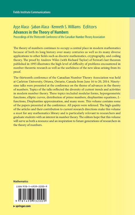 Produktbild: Advances in the Theory of Numbers