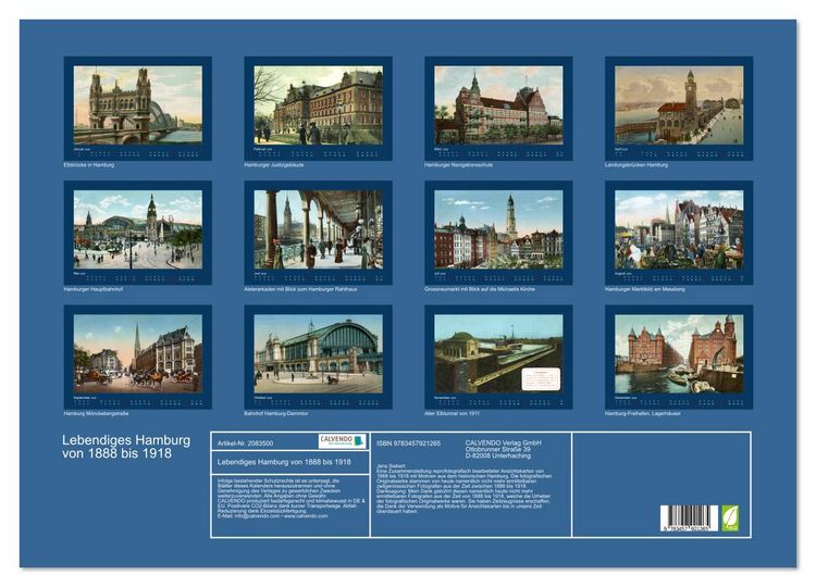 Produktbild: Lebendiges Hamburg von 1888 bis 1918 (Wandkalender 2026 DIN A2 quer), CALVENDO Monatskalender