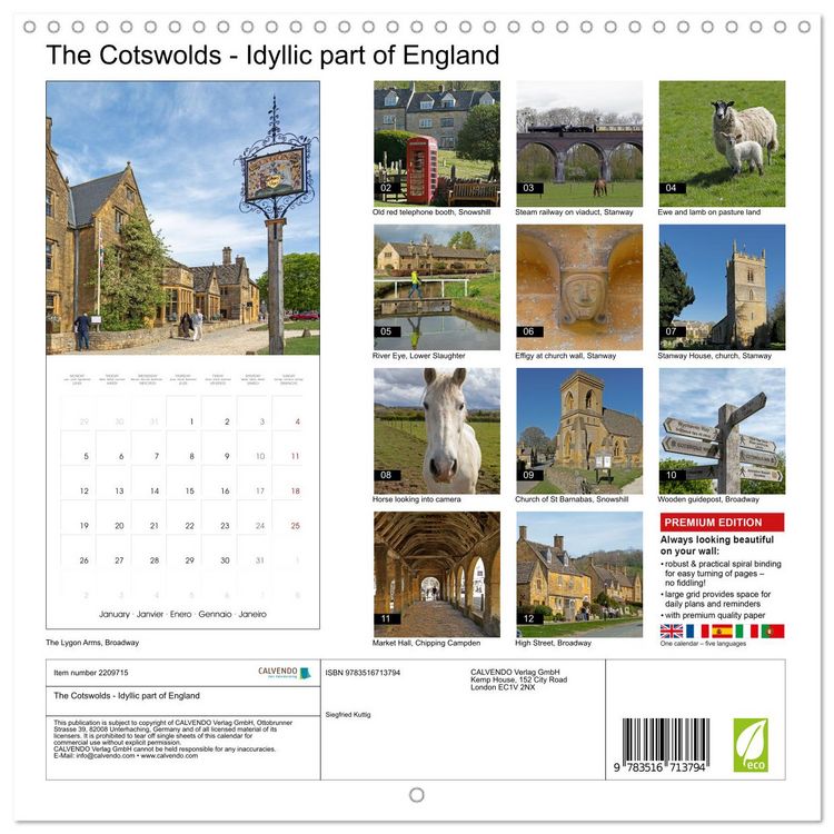 Produktbild: The Cotswolds - Idyllic part of England (Wall Calendar 2026 12 &times; 12 Inch) CALVENDO 12 Month Wall Calendar