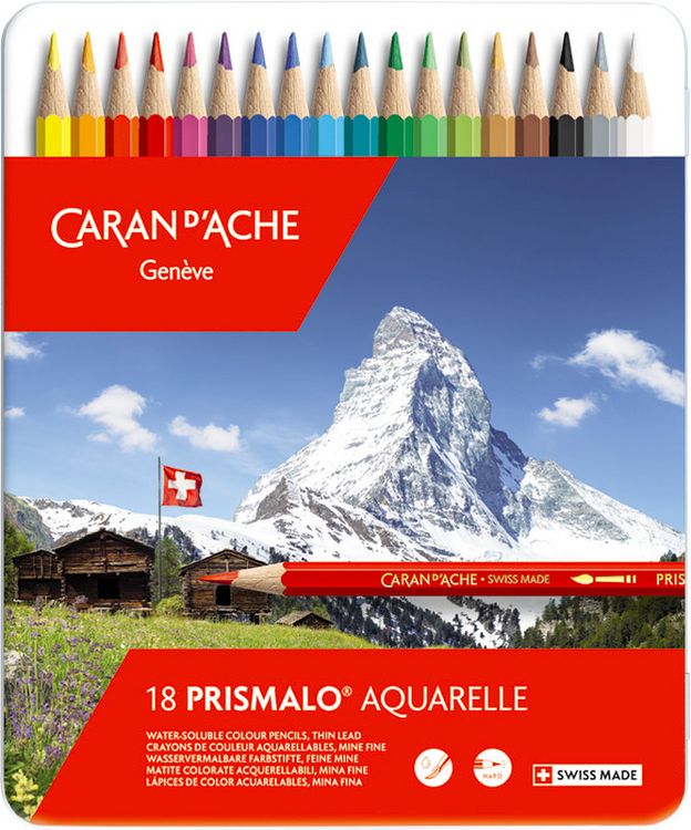 Produktbild: CARAN D'ACHE Farbstifte Prismalo(TM) Aquarelle, 18 Farben in Metallschachtel