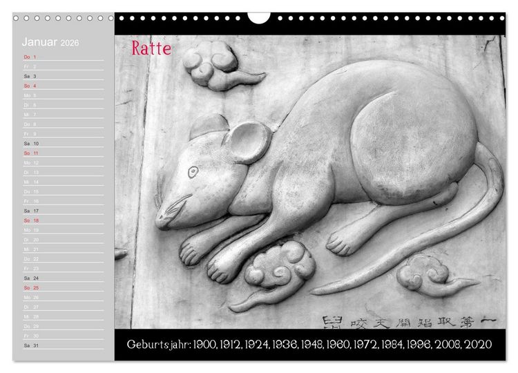 Produktbild: Das Chinesische Horoskop / Geburtstagskalender (Wandkalender 2026 DIN A3 quer), CALVENDO Monatskalender