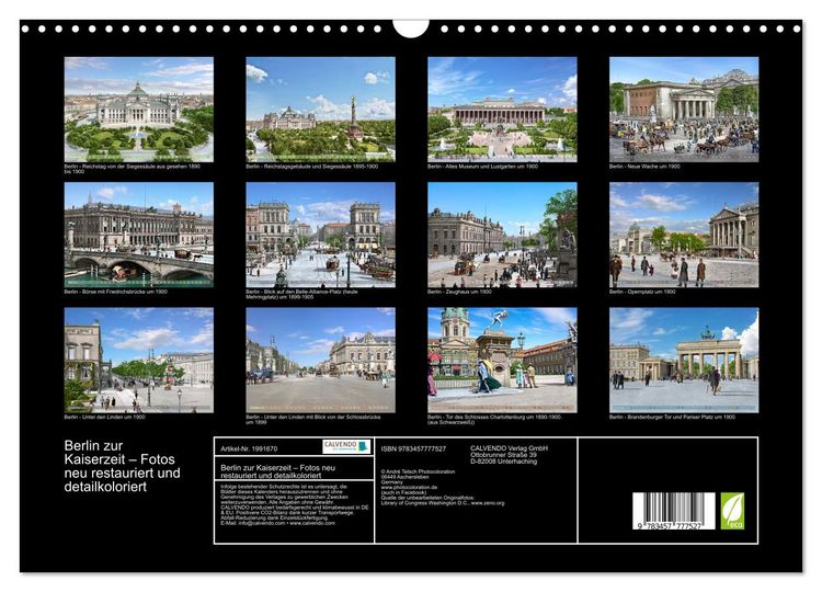 Produktbild: Berlin zur Kaiserzeit &ndash; Fotos neu restauriert und detailkoloriert (Wandkalender 2026 DIN A3 quer), CALVENDO Monatskalender