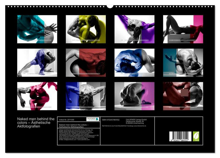 Produktbild: Naked men behind the colors &ndash; &Auml;sthetische Aktfotografien (hochwertiger Premium Wandkalender 2026 DIN A2 quer), Kunstdruck in Hochglanz