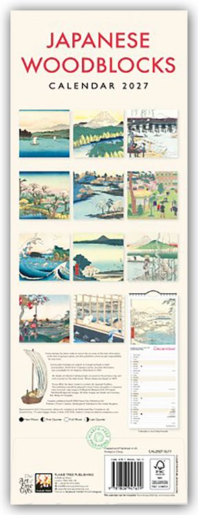 Produktbild: Japanese Woodblocks &ndash; Japanische Holzschnitte &ndash; Slimline-Kalender 2027 &ndash; Original Flame Tree Publishing-Kalender Slimeline [Kalender]