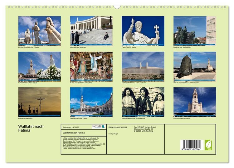 Produktbild: Wallfahrt nach Fatima (Wandkalender 2026 DIN A2 quer), CALVENDO Monatskalender